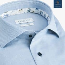 Profuomo Overhemd Lichtblauw met Donkere Knopen