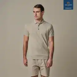 Profuomo Stretch Piqué Polo donkerbeige
